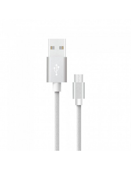 8489-Cavo da Micro-USB a USB-A m Ricarica Rapida A Platinum Series Cavo Antigroviglio in Corda Colore Argento-1