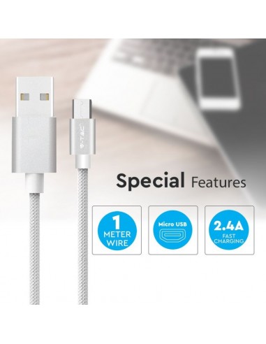 8489-Cavo da Micro-USB a USB-A m Ricarica Rapida A Platinum Series Cavo Antigroviglio in Corda Colore Argento-5