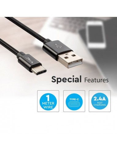 8491-Cavo da USB Tipo-C a USB-A m Ricarica Rapida A Platinum Series Cavo Antigroviglio in Corda Colore Nero-5