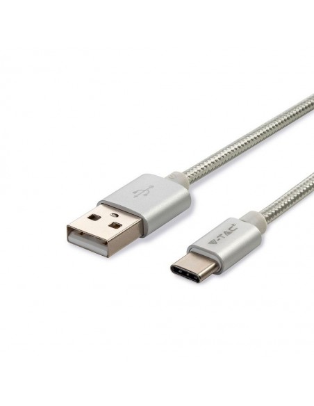 8492-Cavo da USB Tipo-C a USB-A m Ricarica Rapida A Platinum Series Cavo Antigroviglio in Corda Colore Argento-1