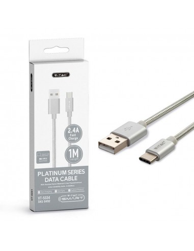 8492-Cavo da USB Tipo-C a USB-A m Ricarica Rapida A Platinum Series Cavo Antigroviglio in Corda Colore Argento-2