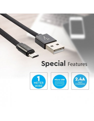 8494-Cavo da Micro-USB a USB-A m Ricarica Rapida A Ruby Series Cavo Antigroviglio in Corda Colore Nero-6