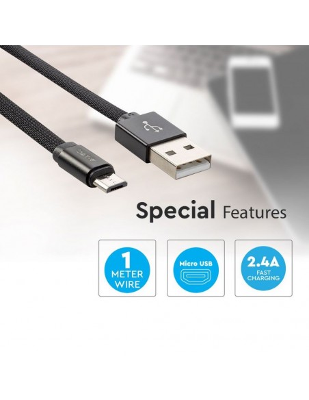 8494-Cavo da Micro-USB a USB-A m Ricarica Rapida A Ruby Series Cavo Antigroviglio in Corda Colore Nero-6