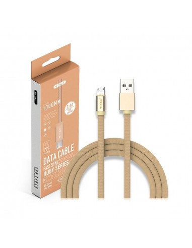 8495-Cavo da Micro-USB a USB-A m Ricarica Rapida A Ruby Series Cavo Antigroviglio in Corda Colore Oro-2