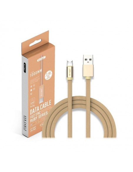 8495-Cavo da Micro-USB a USB-A m Ricarica Rapida A Ruby Series Cavo Antigroviglio in Corda Colore Oro-2