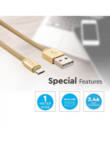 8495-Cavo da Micro-USB a USB-A m Ricarica Rapida A Ruby Series Cavo Antigroviglio in Corda Colore Oro-3