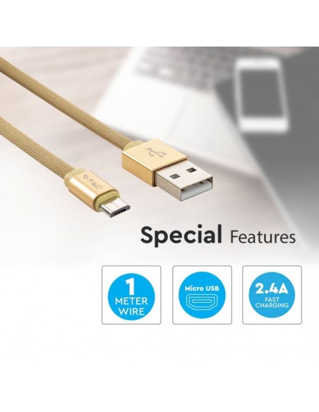 8495-Cavo da Micro-USB a USB-A m Ricarica Rapida A Ruby Series Cavo Antigroviglio in Corda Colore Oro-3