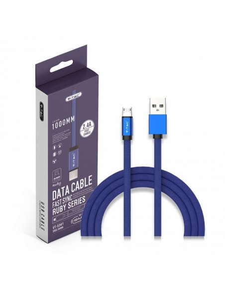 8496-Cavo da Micro-USB a USB-A m Ricarica Rapida A Ruby Series Cavo Antigroviglio in Corda Colore Blu-2