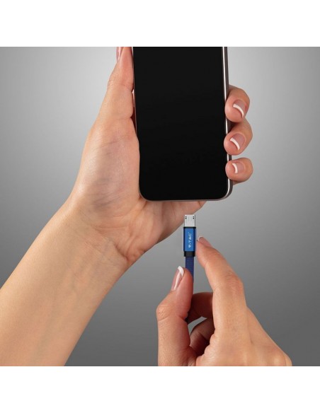 8496-Cavo da Micro-USB a USB-A m Ricarica Rapida A Ruby Series Cavo Antigroviglio in Corda Colore Blu-3