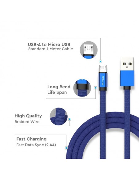 8496-Cavo da Micro-USB a USB-A m Ricarica Rapida A Ruby Series Cavo Antigroviglio in Corda Colore Blu-4