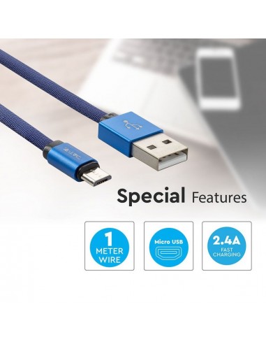 8496-Cavo da Micro-USB a USB-A m Ricarica Rapida A Ruby Series Cavo Antigroviglio in Corda Colore Blu-5