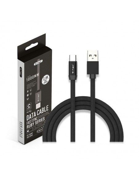 8498-Cavo da USB Tipo-C a USB-A m Ricarica Rapida A Ruby Series Cavo Antigroviglio in Corda Colore Nero-2