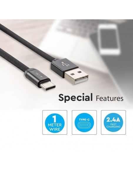 8498-Cavo da USB Tipo-C a USB-A m Ricarica Rapida A Ruby Series Cavo Antigroviglio in Corda Colore Nero-6