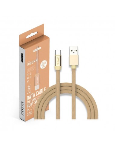 8499-Cavo da USB Tipo-C a USB-A m Ricarica Rapida A Ruby Series Cavo Antigroviglio in Corda Colore Oro-2