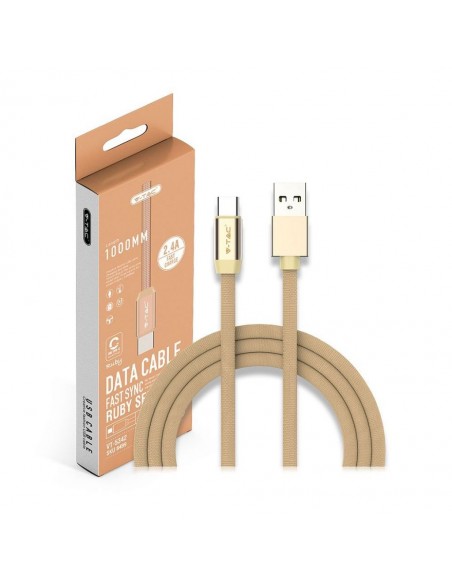 8499-Cavo da USB Tipo-C a USB-A m Ricarica Rapida A Ruby Series Cavo Antigroviglio in Corda Colore Oro-2