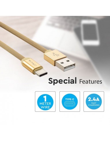 8499-Cavo da USB Tipo-C a USB-A m Ricarica Rapida A Ruby Series Cavo Antigroviglio in Corda Colore Oro-3