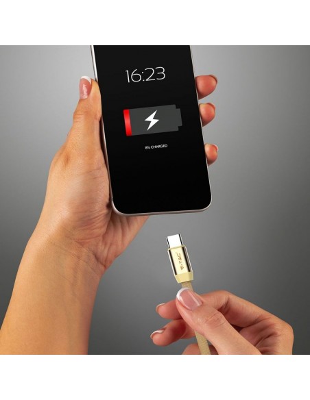 8499-Cavo da USB Tipo-C a USB-A m Ricarica Rapida A Ruby Series Cavo Antigroviglio in Corda Colore Oro-4