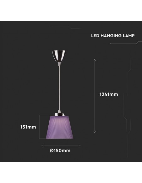 8504-Lampadario LED a Campana in Plastica da  Colore Viola con Attacco in Metallo Cromato-2