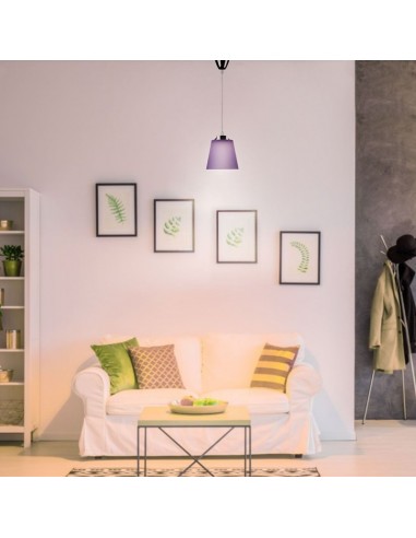 8504-Lampadario LED a Campana in Plastica da  Colore Viola con Attacco in Metallo Cromato-5