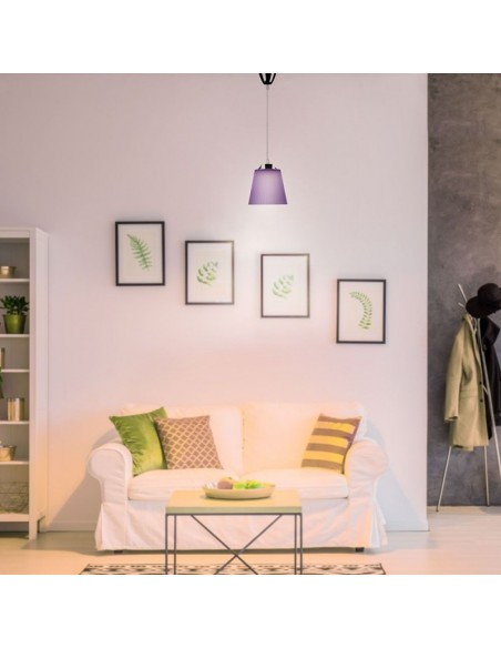 8504-Lampadario LED a Campana in Plastica da  Colore Viola con Attacco in Metallo Cromato-5