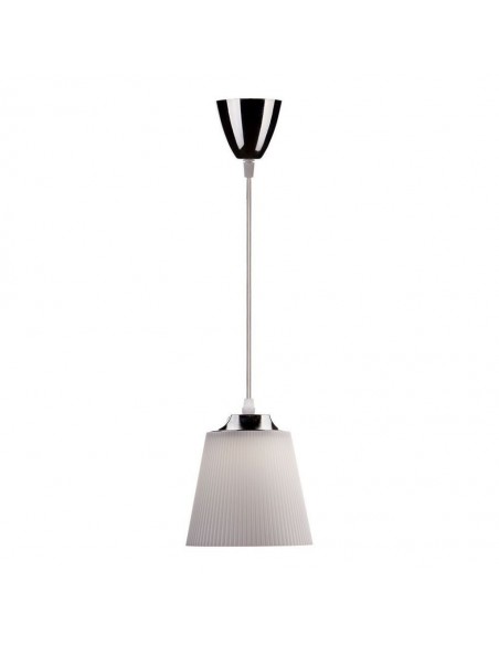 8505-Lampadario LED a Campana in Plastica da  Colore Bianco con Attacco in Metallo Cromato-1