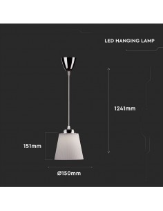 8505-Lampadario LED a Campana in Plastica da  Colore Bianco con Attacco in Metallo Cromato-1 2