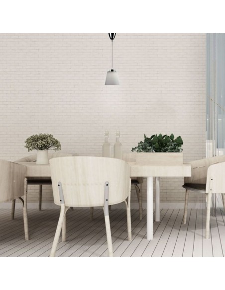 8505-Lampadario LED a Campana in Plastica da  Colore Bianco con Attacco in Metallo Cromato-3