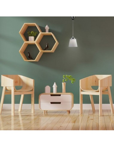 8505-Lampadario LED a Campana in Plastica da  Colore Bianco con Attacco in Metallo Cromato-4