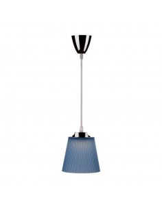 8506-Lampadario LED a Campana in Plastica da  Colore Blu con Attacco in Metallo Cromato-1