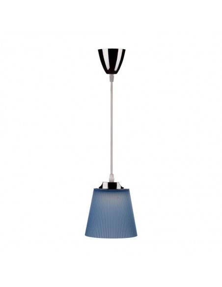 8506-Lampadario LED a Campana in Plastica da  Colore Blu con Attacco in Metallo Cromato-1