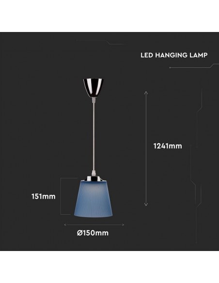 8506-Lampadario LED a Campana in Plastica da  Colore Blu con Attacco in Metallo Cromato-2