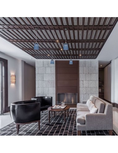 8506-Lampadario LED a Campana in Plastica da  Colore Blu con Attacco in Metallo Cromato-3