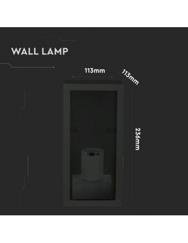 8517-Lampada LED da Giardino Quadrata con Portalampada E Max  Corpo Nero Opaco Copertura in Vetro IP-3