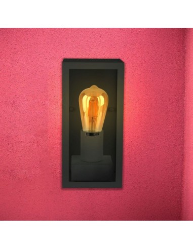 8517-Lampada LED da Giardino Quadrata con Portalampada E Max  Corpo Nero Opaco Copertura in Vetro IP-4