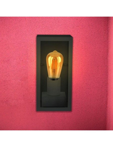 8517-Lampada LED da Giardino Quadrata con Portalampada E Max  Corpo Nero Opaco Copertura in Vetro IP-4