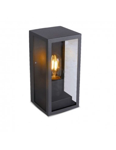 8517-Lampada LED da Giardino Quadrata con Portalampada E Max  Corpo Nero Opaco Copertura in Vetro IP-5