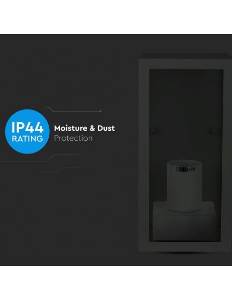 8517-Lampada LED da Giardino Quadrata con Portalampada E Max  Corpo Nero Opaco Copertura in Vetro IP-7