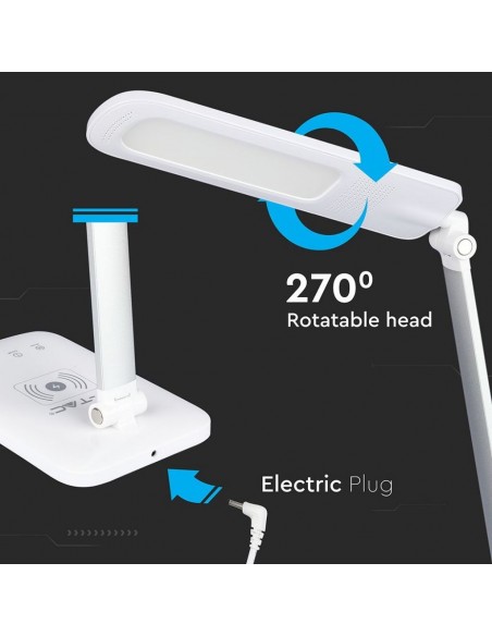 8519-Lampada LED da Tavolo  Multifunzione  in  con Caricatore Wireless Colore Bianco-7