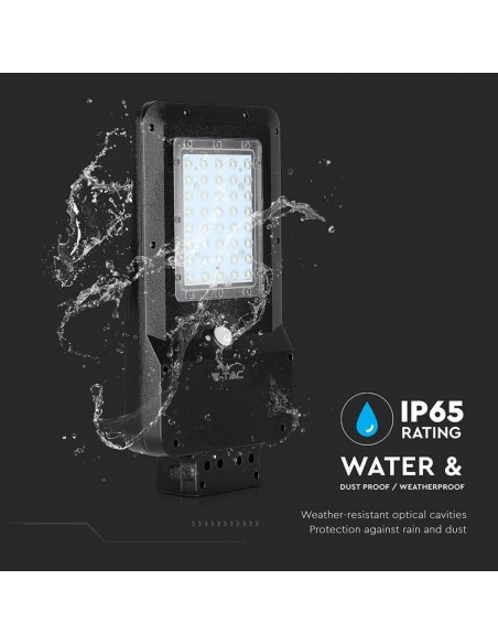 Armatura Stradale LED SMD 15W con Pannello Solare e Batteria, Sensore Movimento Nero 6000K IP65