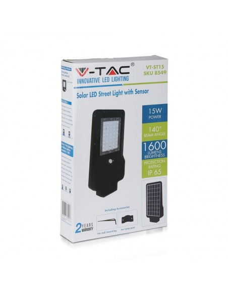 8549-Armatura Stradale LED SMD  con Pannello Solare Colore Nero  -2