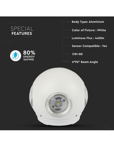 8552-Lampada LED da Muro Sferica  LED COB  Colore Bianco  -6