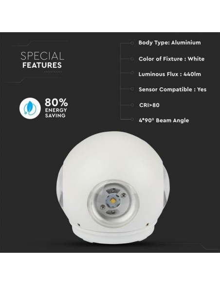 8552-Lampada LED da Muro Sferica  LED COB  Colore Bianco  -6