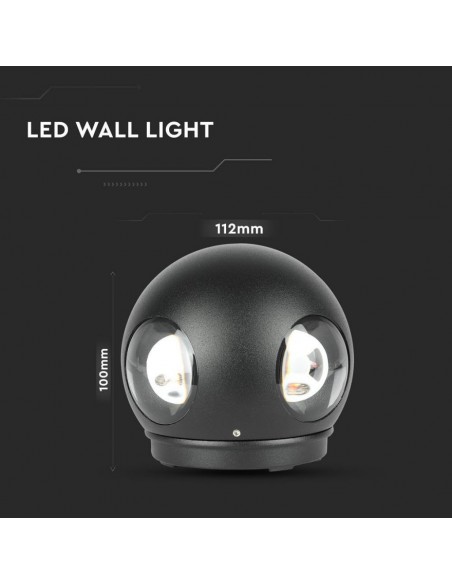 8554-Lampada LED da Muro Sferica  LED COB  Colore Nero  -3
