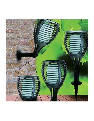 8558-Lampada Solare LED a Forma di Torcia Effetto Fiamma -5