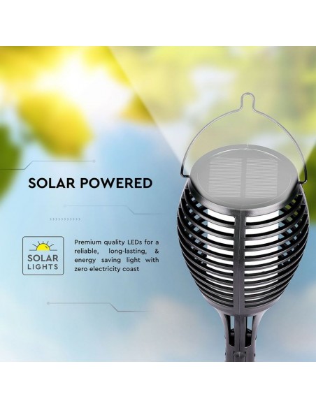 8558-Lampada Solare LED a Forma di Torcia Effetto Fiamma -7