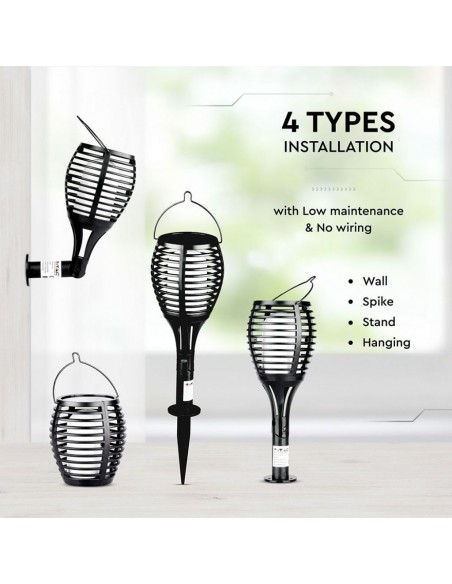 Lampada Solare LED a Forma di Torcia Effetto Fiamma 0,45W Multi Applicabile 2200K IP44