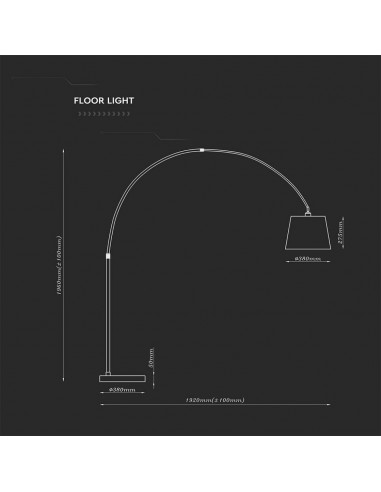 8564-Piantana LED Ricurva con Portalampada E Max  Colore Nero h cm-3
