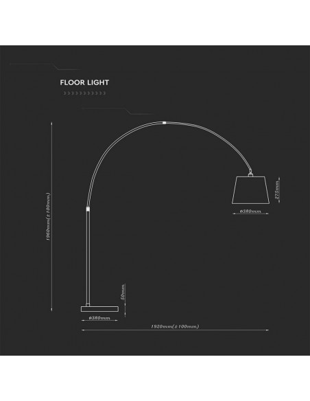 8564-Piantana LED Ricurva con Portalampada E Max  Colore Nero h cm-3
