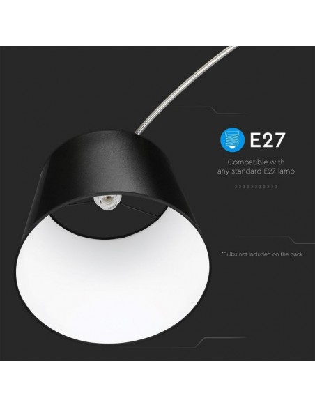 8564-Piantana LED Ricurva con Portalampada E Max  Colore Nero h cm-7