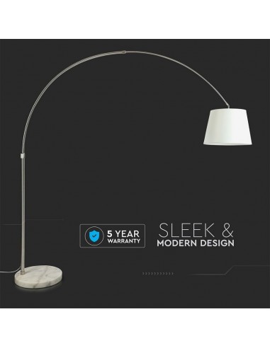 8565-Piantana LED Ricurva con Portalampada E Max  Colore Bianco h cm-6 8565-Piantana LED Ricurva con Portalampada E Max  Colore Bianco h cm-6